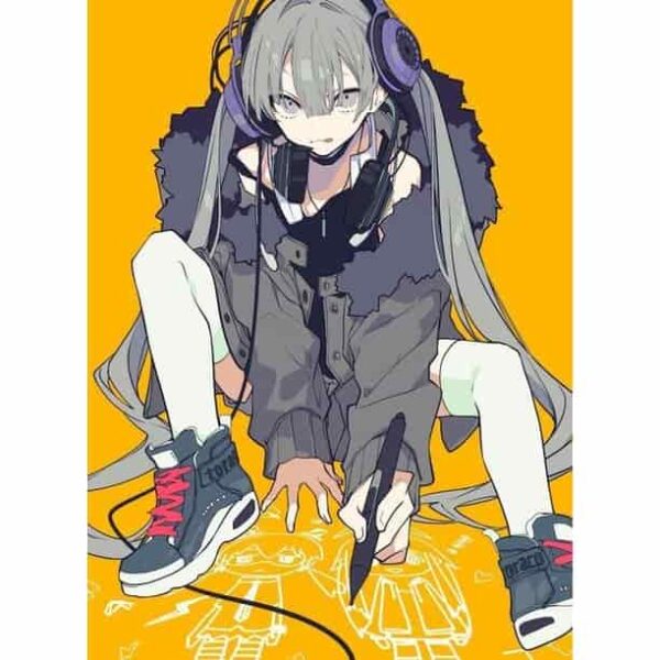 Manga Anime Girl With Headphones Premium Wall Art Pakistan