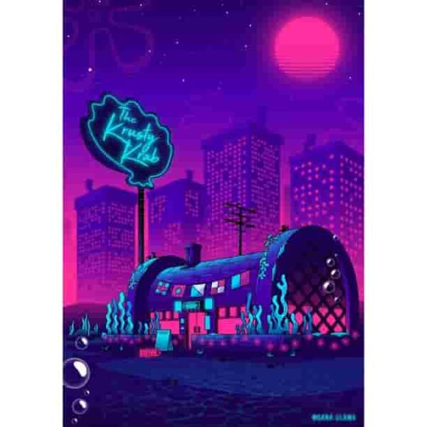 Cyberpunk Krusty Krab Premium Quality Poster Wall Art Pakistan
