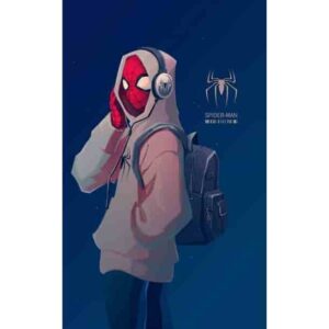 Spider-Man With Earphones Premium Wall Art Pakistan