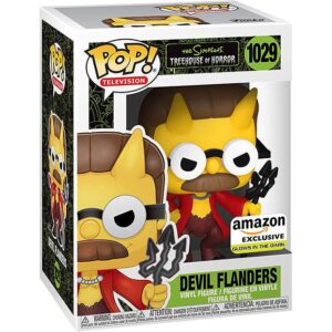 The Simpsons - Devil Flanders, Glow in The Dark, Amazon Exclusive Funko POP Original [Damaged Box]